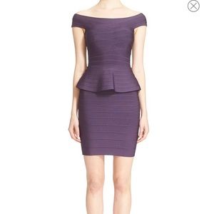 Herve Leger Magdalena peplum dress Purple Size S